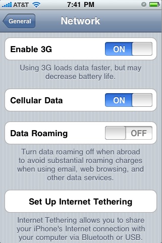 disable iphone data