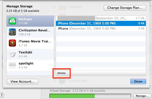 Manage iCloud backups and storage in Mac OS X