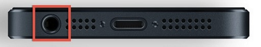 The iPhone headphone jack as highlighted
