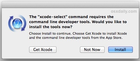 Confirm installation of command line tools on Mac OS X