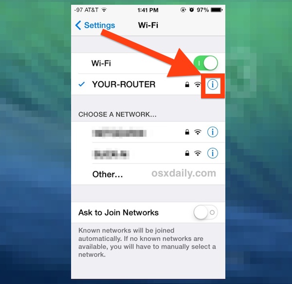 Get more info about the wi-fi network
