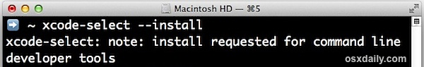Install command line tools through terminal in Mac OS X