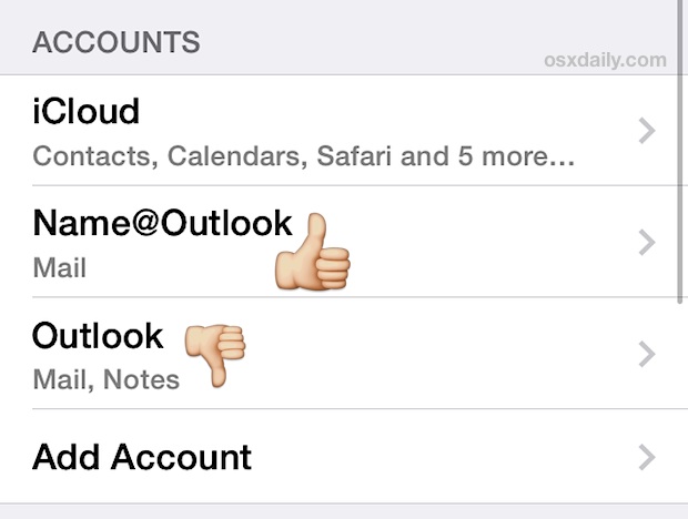 Rename a Mail account in iOS