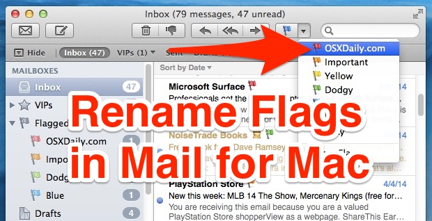 How to rename email flags in Mail app for Mac OS X