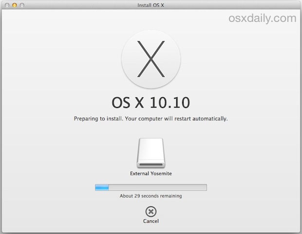 Installing OS X Yosemite 