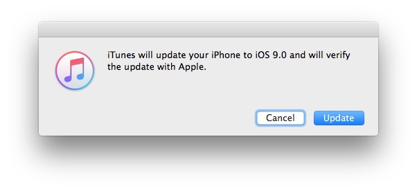 Confirm update with IPSW to iOS 9