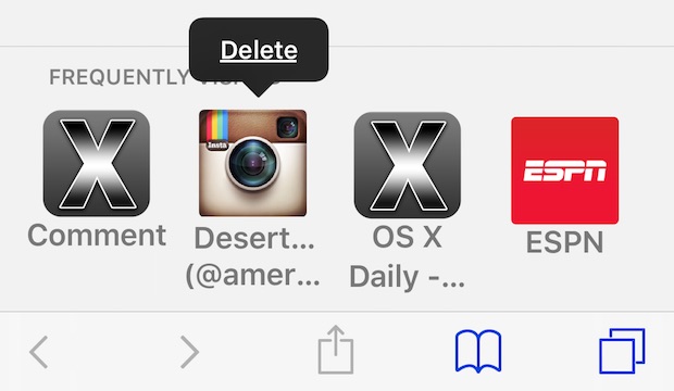 Delete frequently visited sites in Safari for iOS