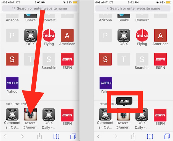 Removing sites from the frequently visited list in Safari on iOS
