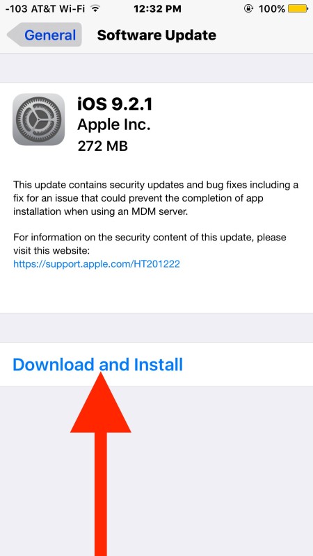 Download and install latest iOS software update