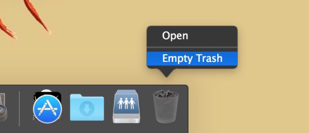 Uninstalling an application on Mac OS X by moving it to the Trash and emptying it