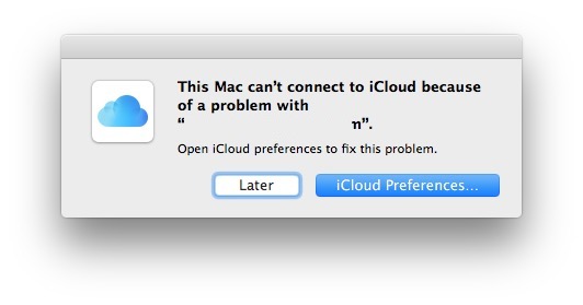 Cant connect to iCloud because of a problem