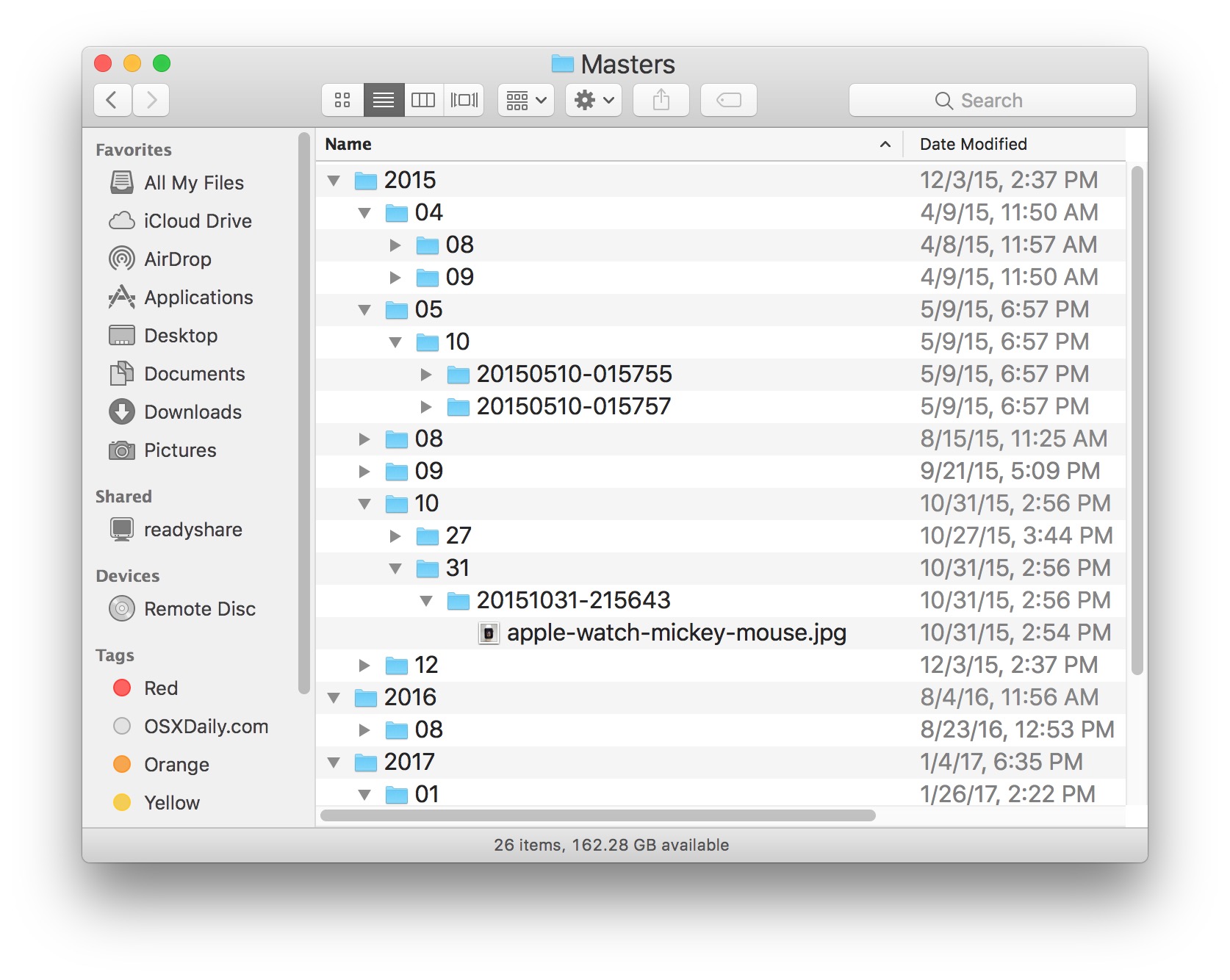 Photos file locations in Mac OS