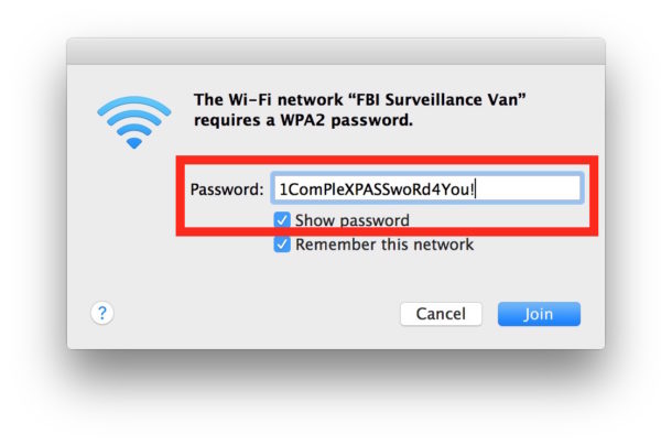 Show wi-fi password as typing it to join a network on Mac