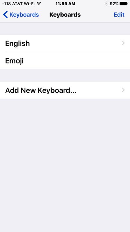 Deleted a keyboard language from iOS