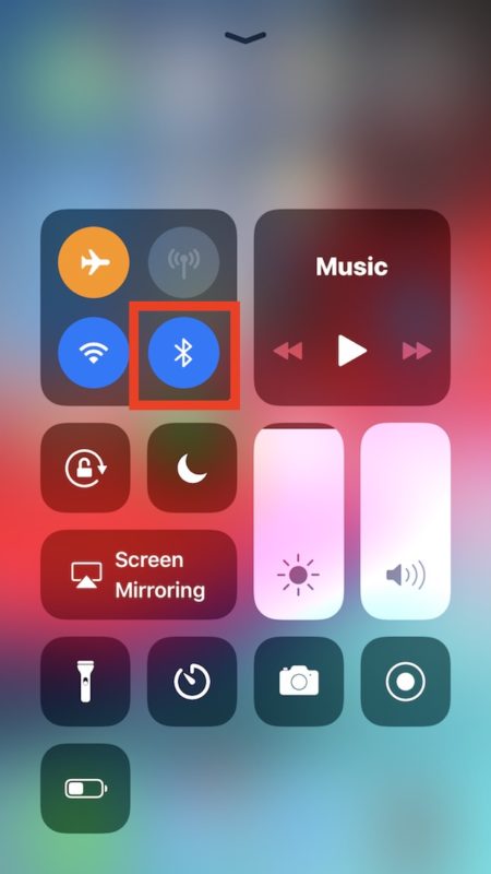 Bluetooth enabled if indicator button is highlighted in Blue
