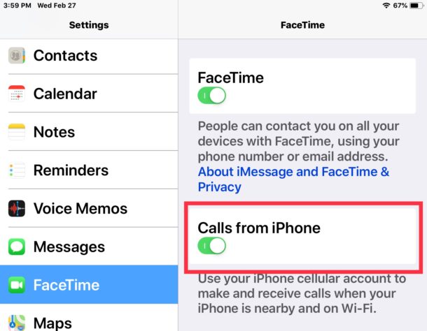 How to enable calls from iPhone on iPad