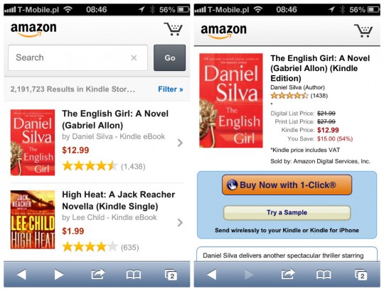 Kindle Store mobile site