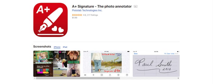 A screenshot of the A+ Signature homepage