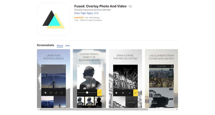 A screenshot of the Fused photo apps homepage