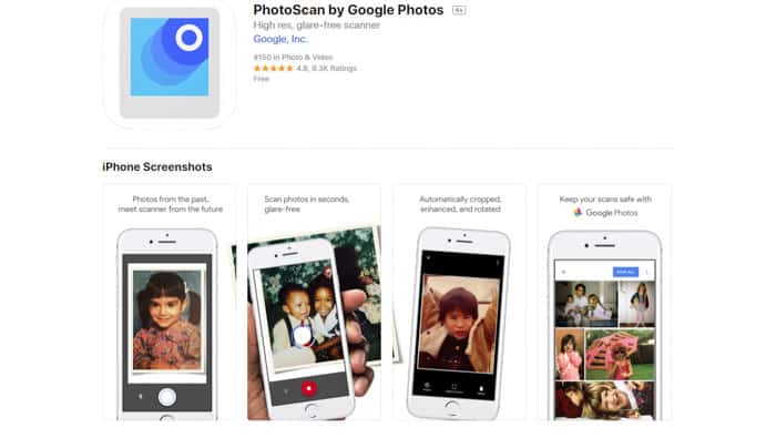 screenshot of Photoscan by Google Photos homepage 