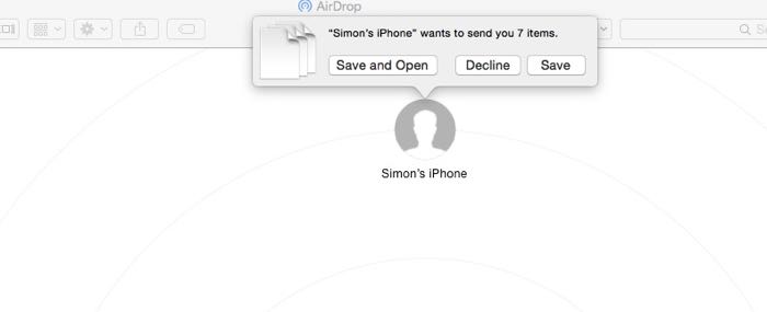 a screenshot of using Airdrop to transfer photos from devices
