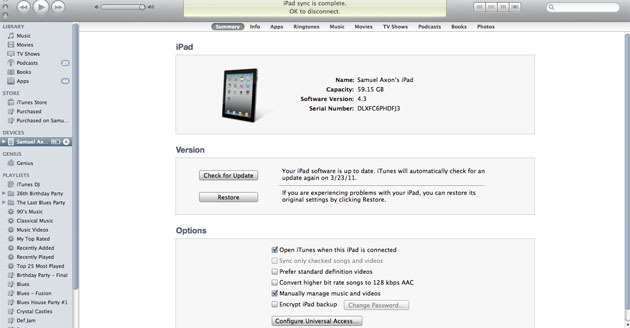 iPad в iTunes