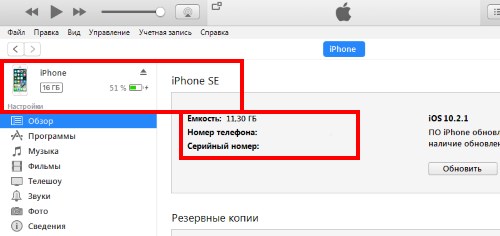 Подключение к iTunes - верный способ отличить iPhone SE от 5S