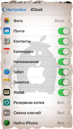 Настройка iCloud на iPhone