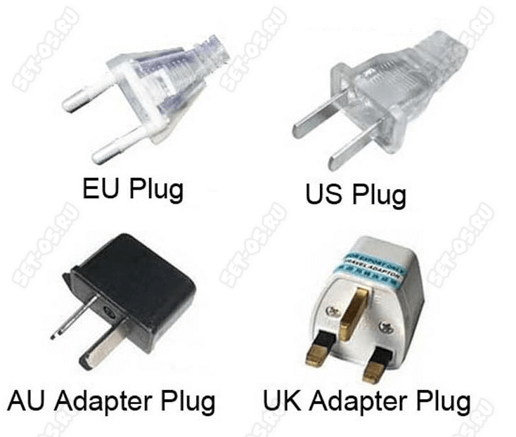 типы штекеров eu plug us plug au plug uk plug
