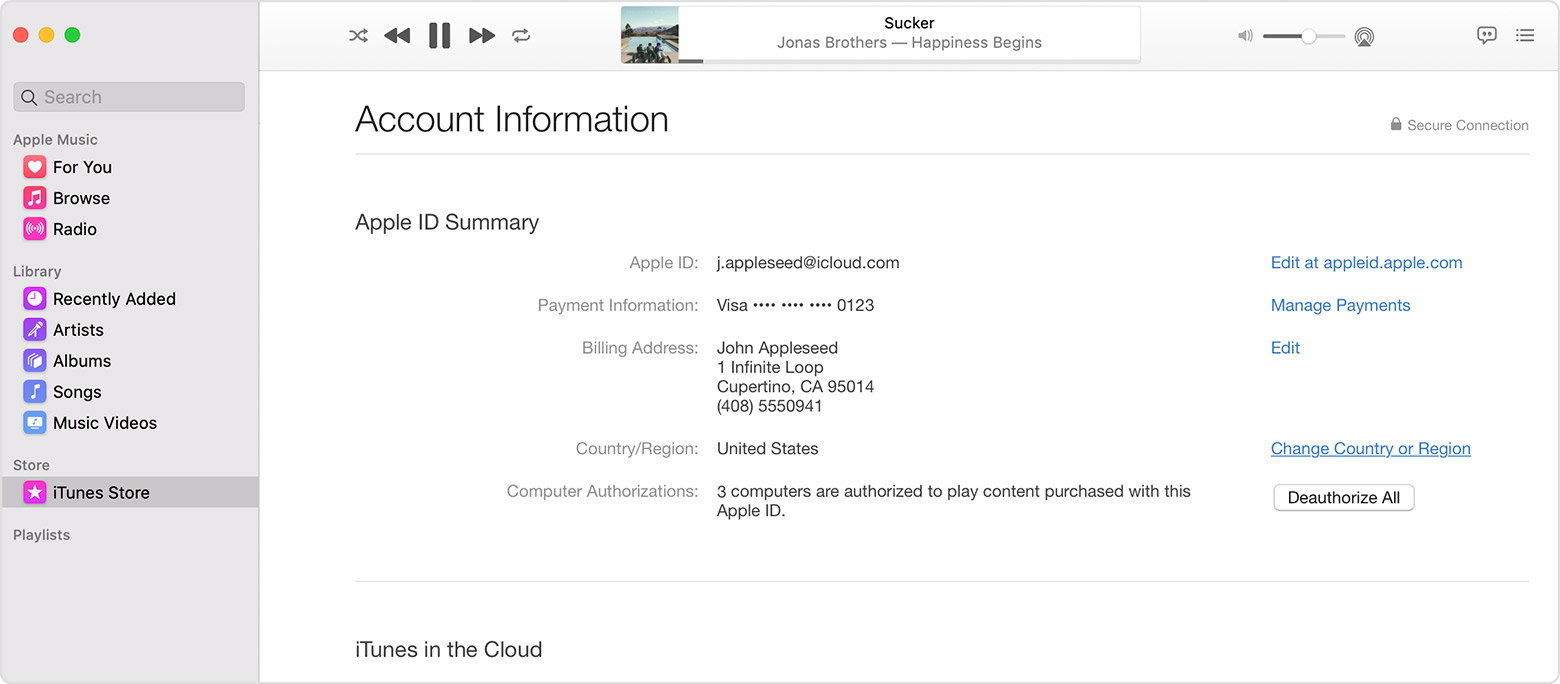 Mac showing the Account Information page.