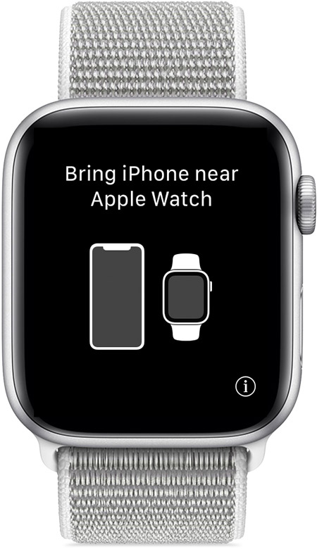 Сообщение «Поднесите iPhone ближе к Apple Watch» для создания пары.