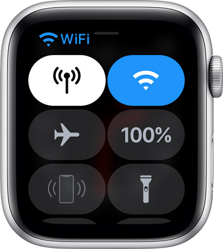 Control Center on Apple Watch showing that you