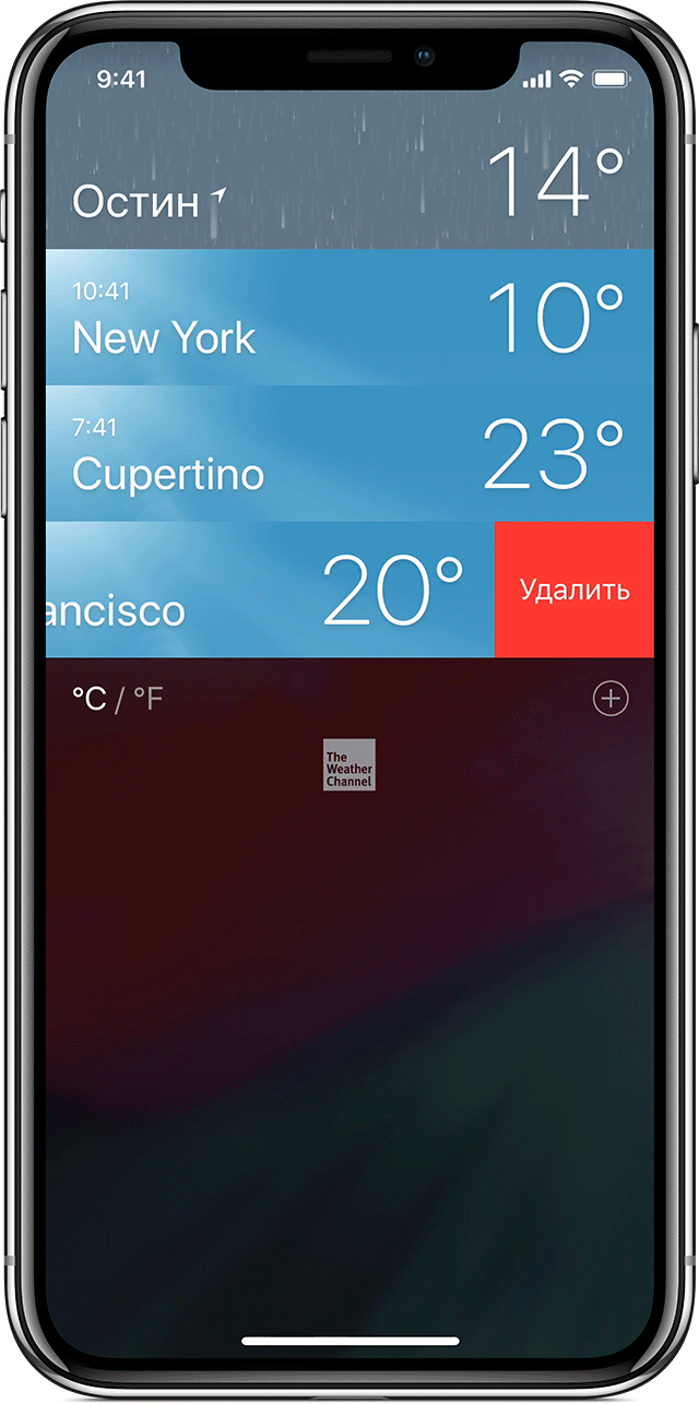 Удаление места