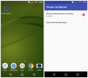 Android Mobile Phone - Private Call Blocker App