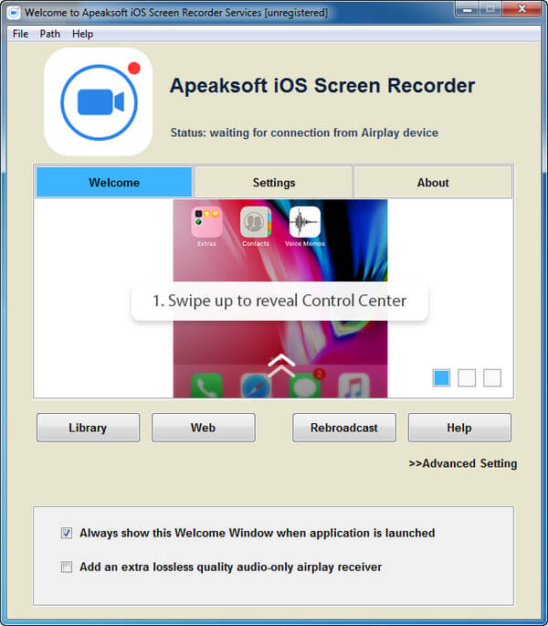 Интерфейс записи экрана iOS