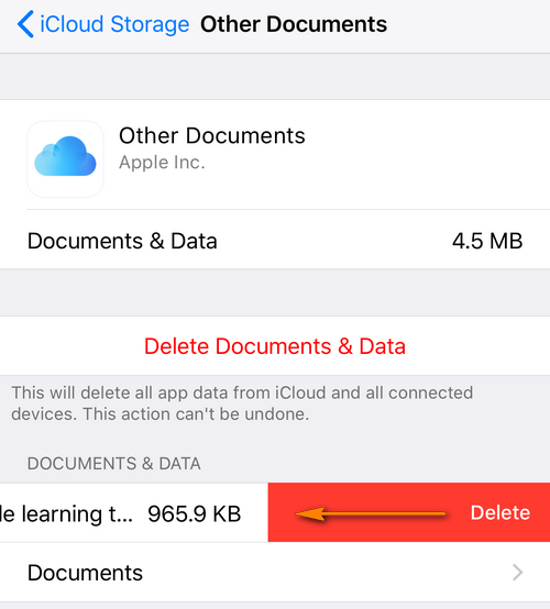 Delete files from iCloud drive